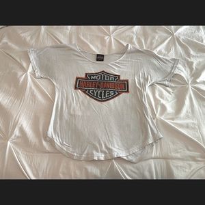 White with Rhinestones Dolman Harley-Davidson Top